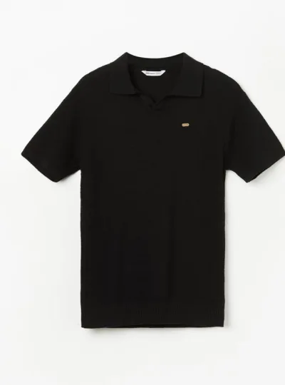 FAME FOREVER Boys Knit Johnny Collar T-shirt